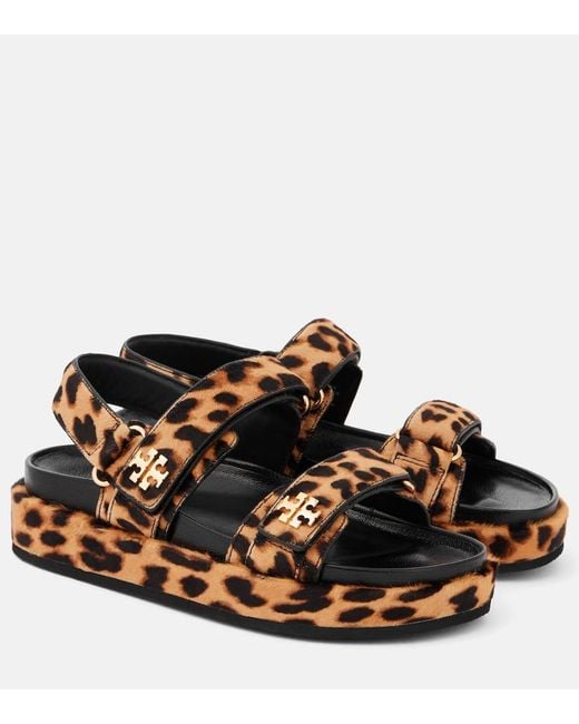 Tory Burch Brown Kira Leopard Print Sandals