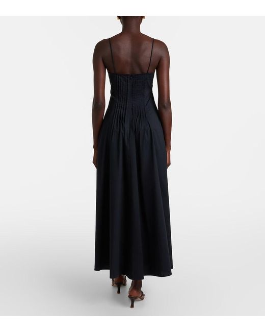 Staud Black Margi Cotton Poplin Midi Dress