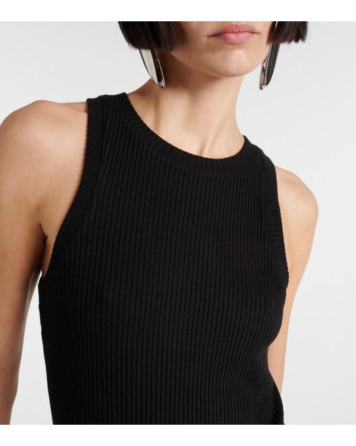 Vince Black Ribbed-Knit Jersey Midi Dress