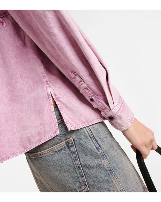 Isabel Marant Pink Idety Ruffled Denim Shirt