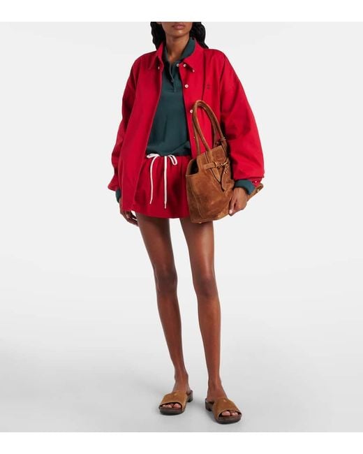 MiuMiu Heavy Poplin Blouson Jacket ブルゾン ジャケット ロゴ Miu Miu Poplin Blouson Jacket in Red | Lyst
