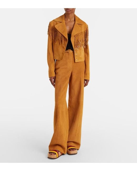 Gabriela Hearst Brown Norman Belted Suede Wide-Leg Pants