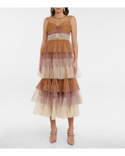 Embellished point d'esprit tulle midi dress in pink - RED Valentino