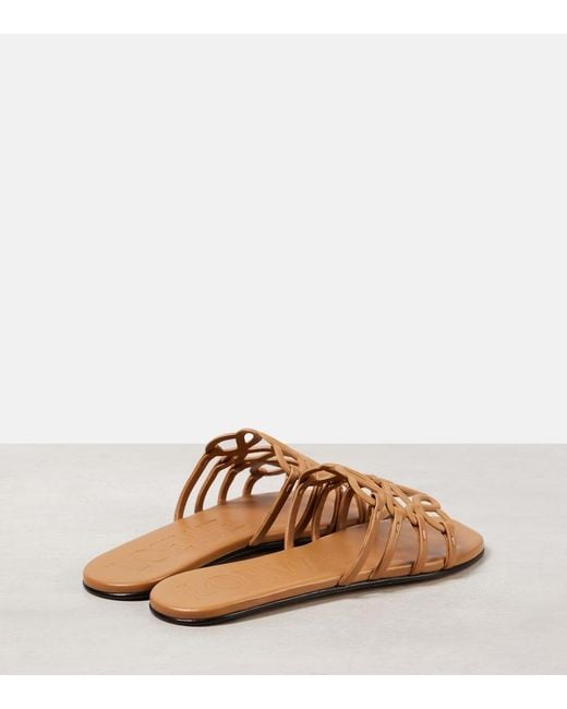 Loewe Brown Petal Anagram Leather Slides