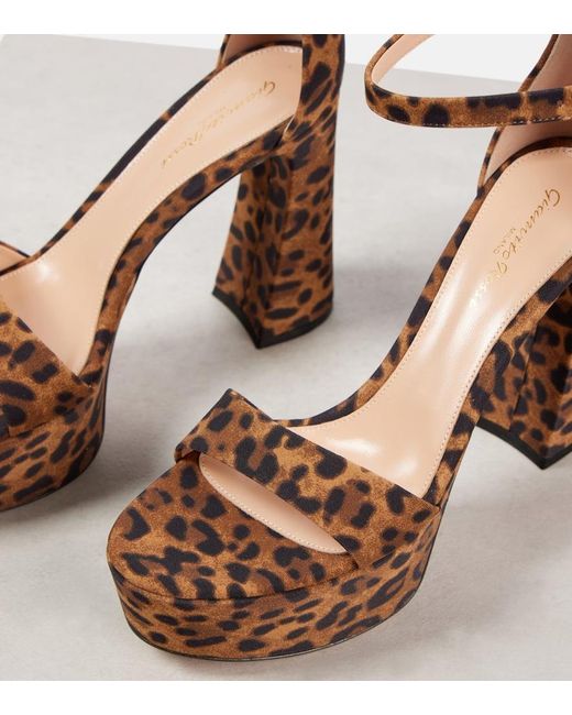 Gianvito Rossi Brown Leopard-Print Sandals