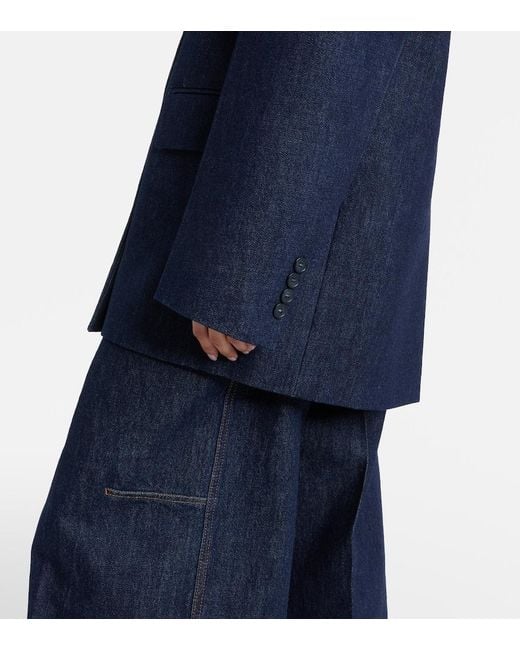 Sportmax Blue Ancella Double-Breasted Denim Blazer