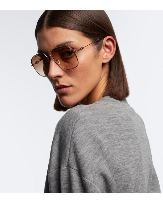 Dior Brown Petit Cd A1U Aviator Sunglasses