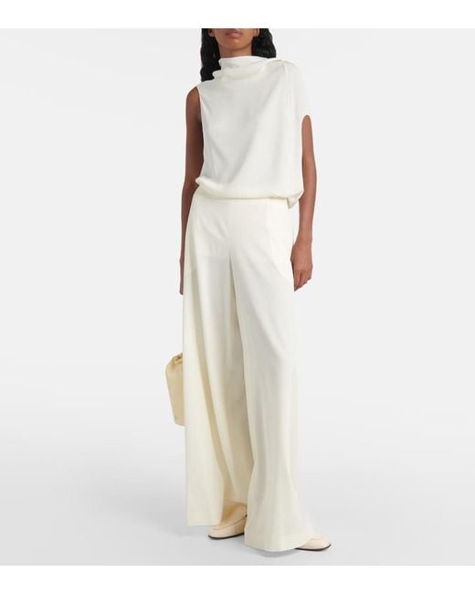The Row White Dela Wool Wide-Leg Pants