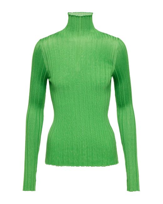 Damen Bekleidung Pullover und Strickwaren Rollkragenpullover Petar Petrov Seide Rollkragentop Tavi aus Seide in Grün 