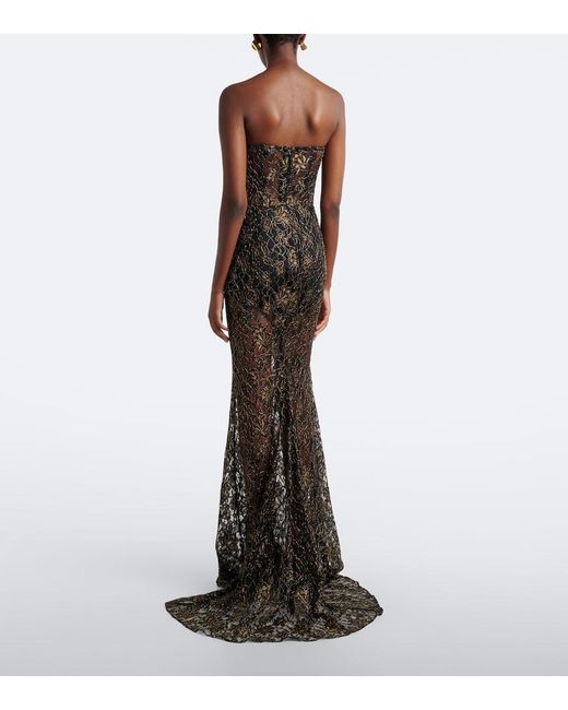 The New Arrivals Ilkyaz Ozel Black Evelyne Lace Bustier Gown
