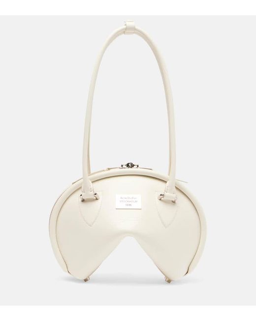 Acne White Bowlina Small Leather Shoulder Bag