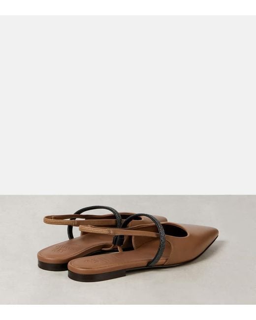 Ballerine Slingback Pointy di Brunello Cucinelli in Brown