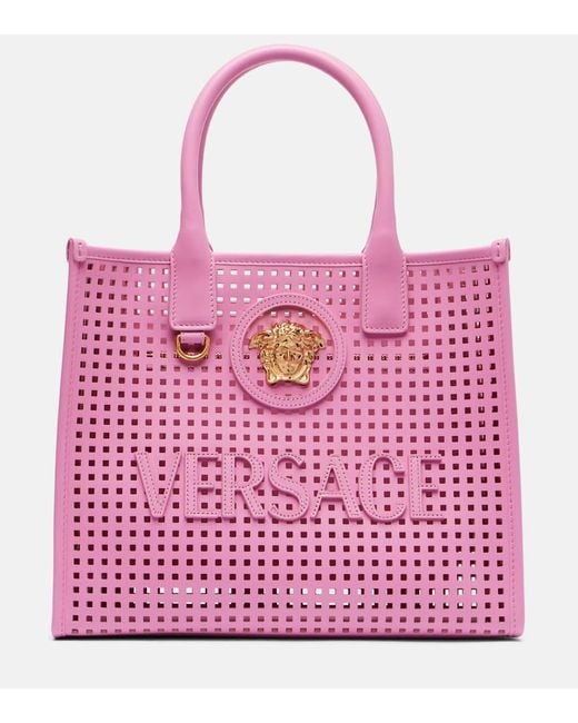 Versace Red La Medusa Small Leather Tote Bag