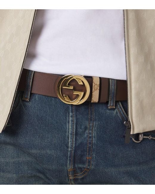 Gucci Natural Gg Canvas Reversible Belt for men