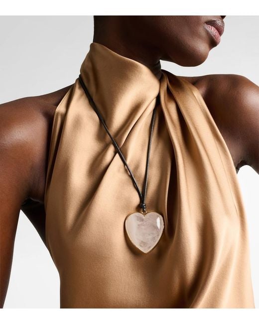 Jennifer Fisher Metallic 14Kt-Plated And Leather Necklace With Quartz