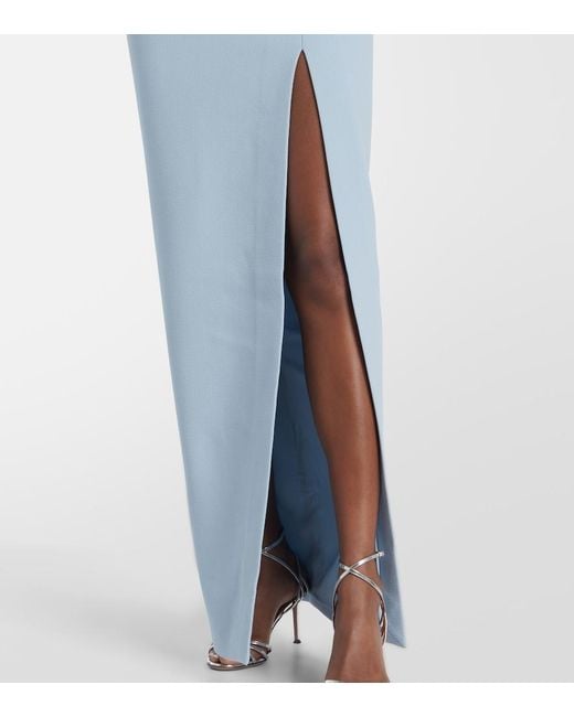 Rebecca Vallance Blue Amery Embellished Puff-Sleeve Gown