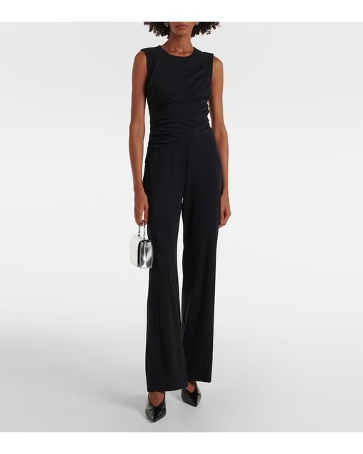 Staud Black Jagger Draped Jersey Jumpsuit