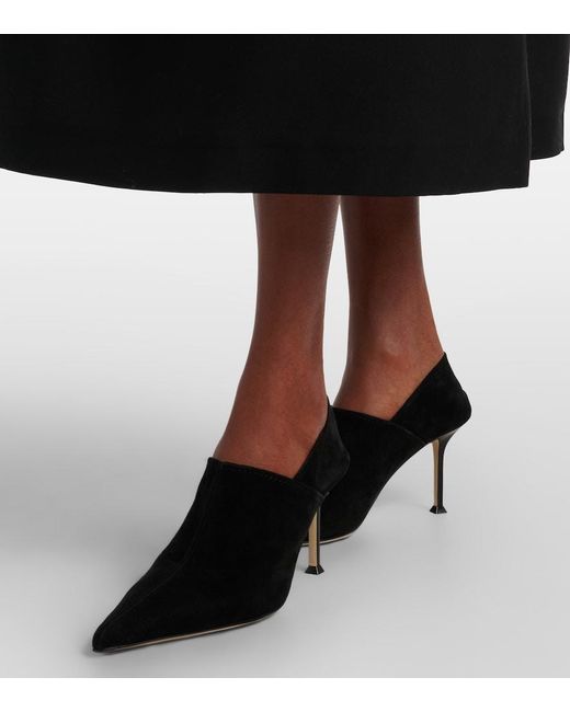 Christen Black Helix Stretch 75 Suede Pumps