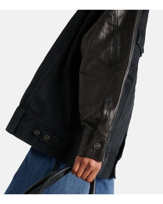 Giacca di jeans Grizzo con pelle di Khaite in Black