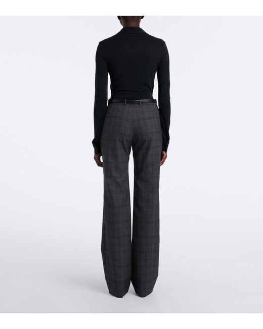 Gucci Gray Checked Wool Straight Pants