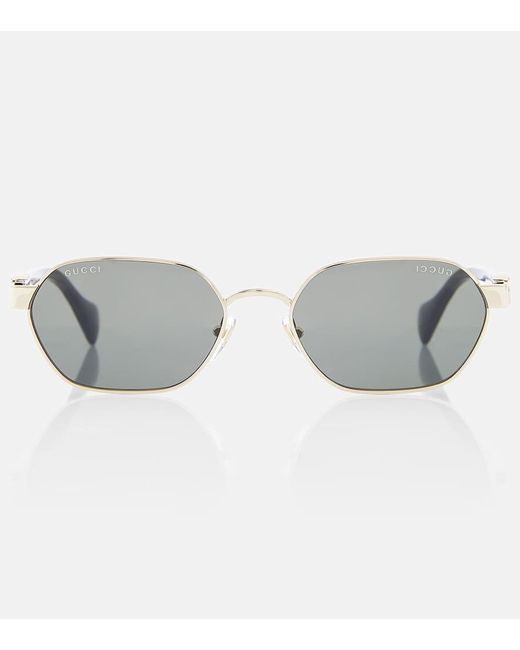 Gucci Gray Double G Round Sunglasses