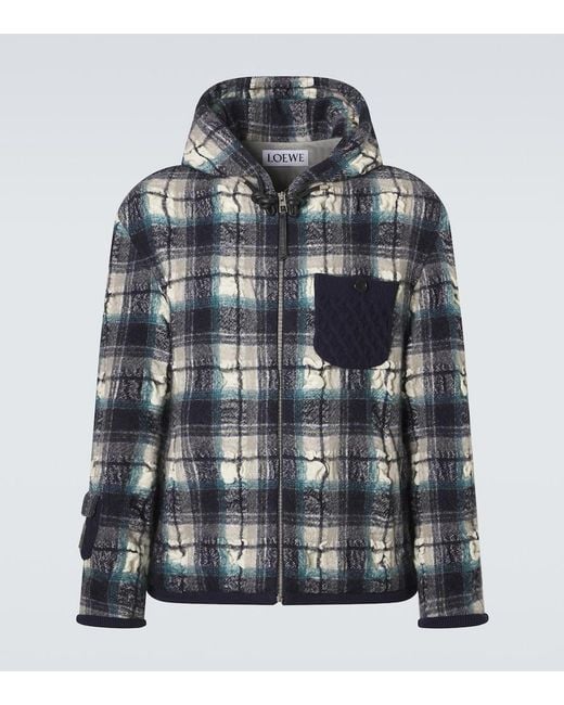 Loewe Gray Plaid Wool And Linen Jacket for men