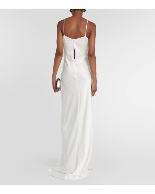 Max Mara Bridal Selce Satin Slip Dress in White