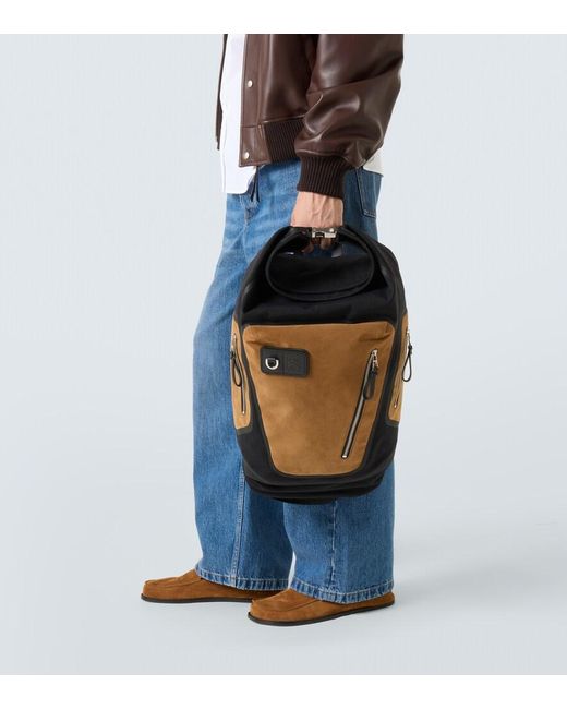 Loewe Black Flex Canvas And Suede Backpack for men