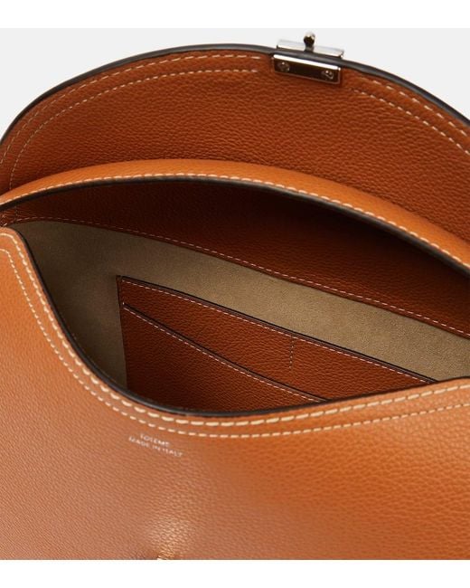 Totême  Brown T-Lock Medium Leather Tote Bag