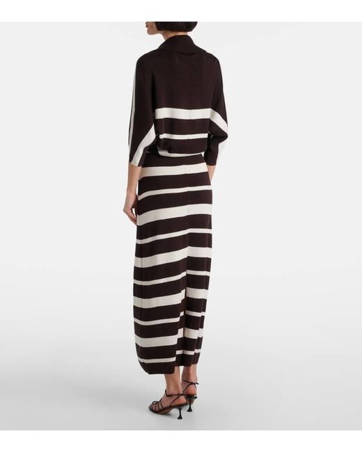 Proenza Schouler Black Solana Striped Wool And Silk Maxi Dress