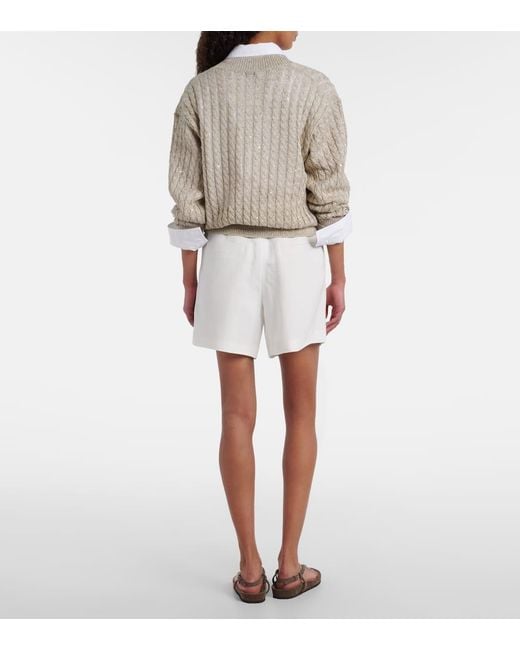 Bermuda A Taille Haute Brunello Cucinelli en coloris White