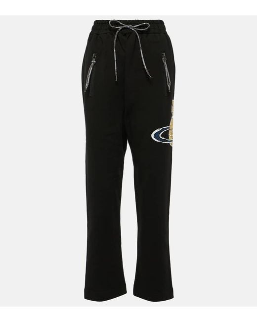 Vivienne Westwood Black Orb Printed Cotton Jersey Sweatpants
