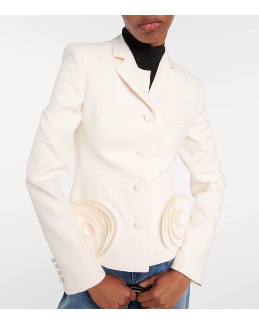 Blazer en Crepe Couture a fleurs Valentino en coloris White