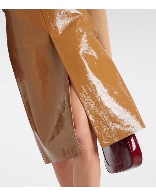 Gucci Brown Leather Pencil Skirt