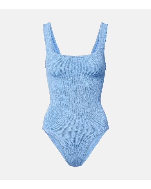 Hunza G Blue Coverage Square Neck Swimsuit