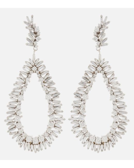Boucles d'oreilles en or et or blanc 18 ct et diamants Suzanne Kalan en coloris White