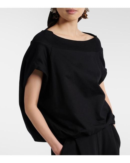 Dries Van Noten Black Cocoon Cotton Jersey Sweatshirt