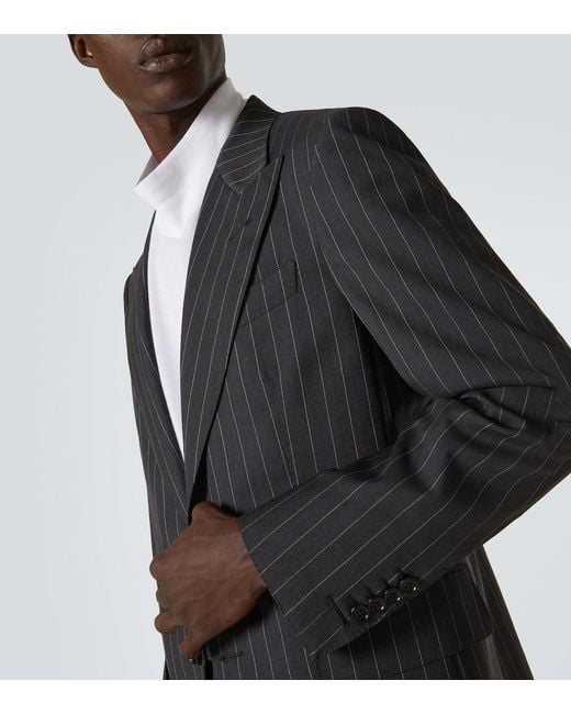 Tom Ford Blue Pinstripe Wool And Mohair Suit for men