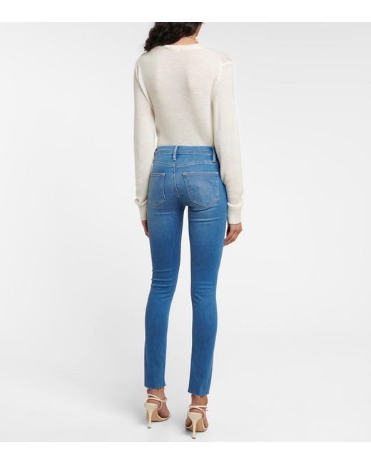 FRAME Blue Le High Skinny Raw After Jeans