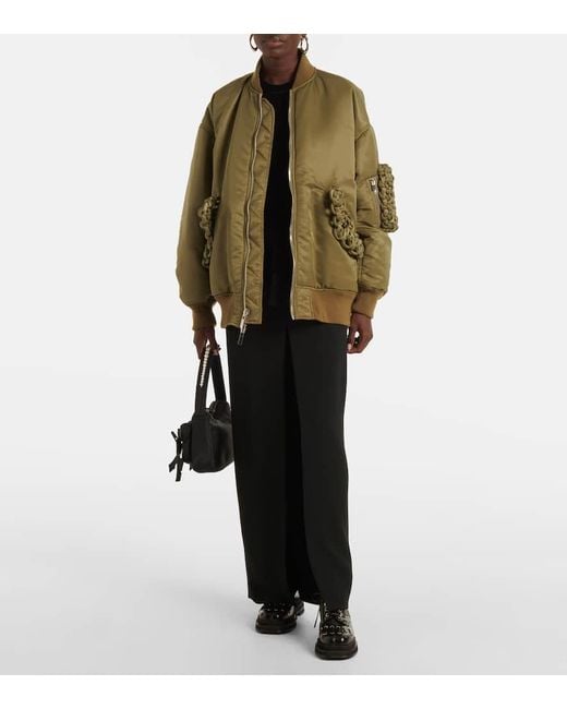 Noir Kei Ninomiya Green Knot-Detail Bomber Jacket