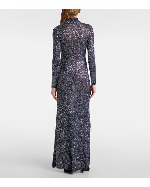 Balenciaga Blue Sequin Rollneck Maxi Dress