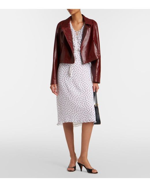 Dorothee Schumacher Red Broken Shine Cropped Leather Jacket