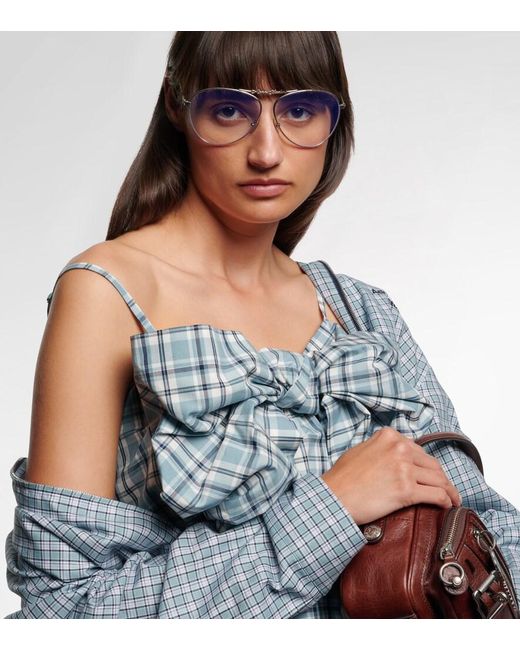 Acne Metallic Logo Aviator Glasses