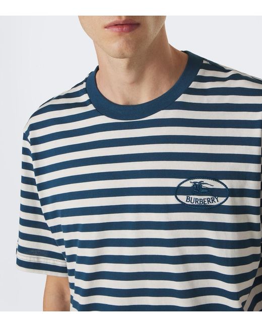 Burberry Blue Ryan Striped Cotton Jersey T-Shirt for men