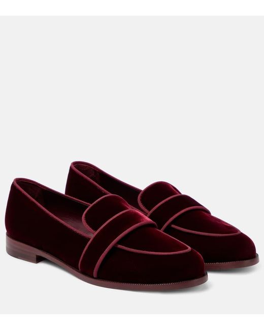 Aquazzura Red Martin Velvet Loafers