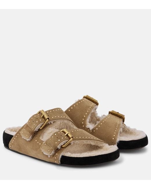 Isabel Marant Brown Lennyo Suede Slides