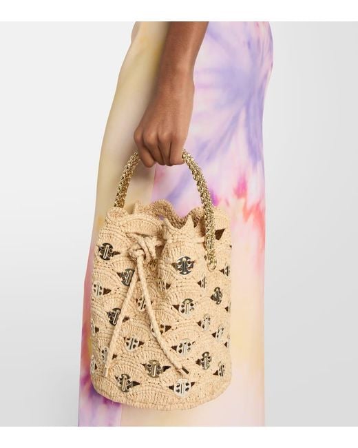 Sac En Raphia A Ornements Rabanne en coloris Metallic