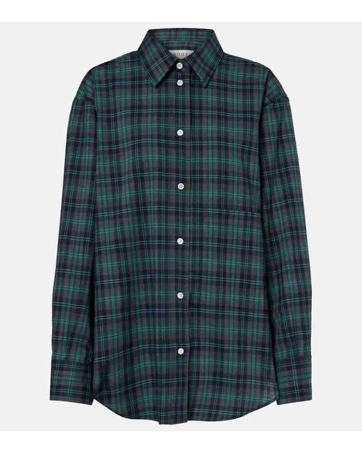 Rohe Green Checked Oversized Wool-Blend Shirt