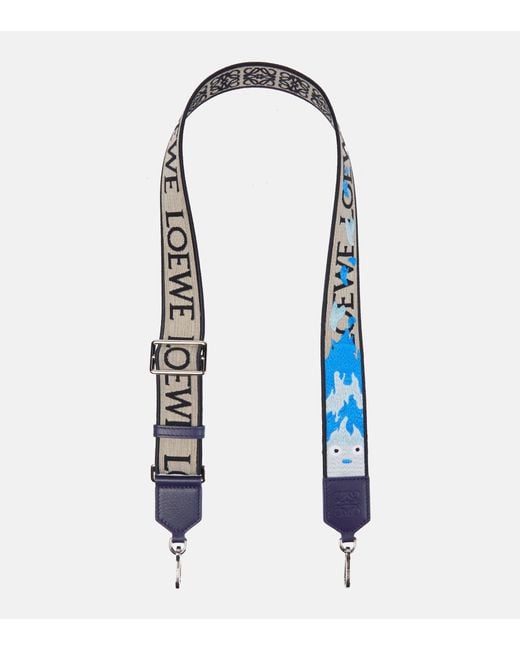 Loewe Blue X Howl's Moving Castle Calcifer Jacquard And Leather Bag Strap