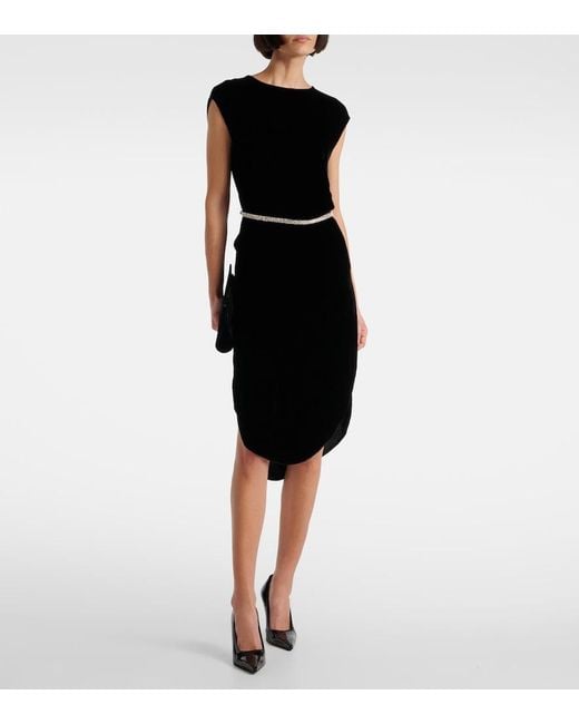 Velvet Black Midi Dress